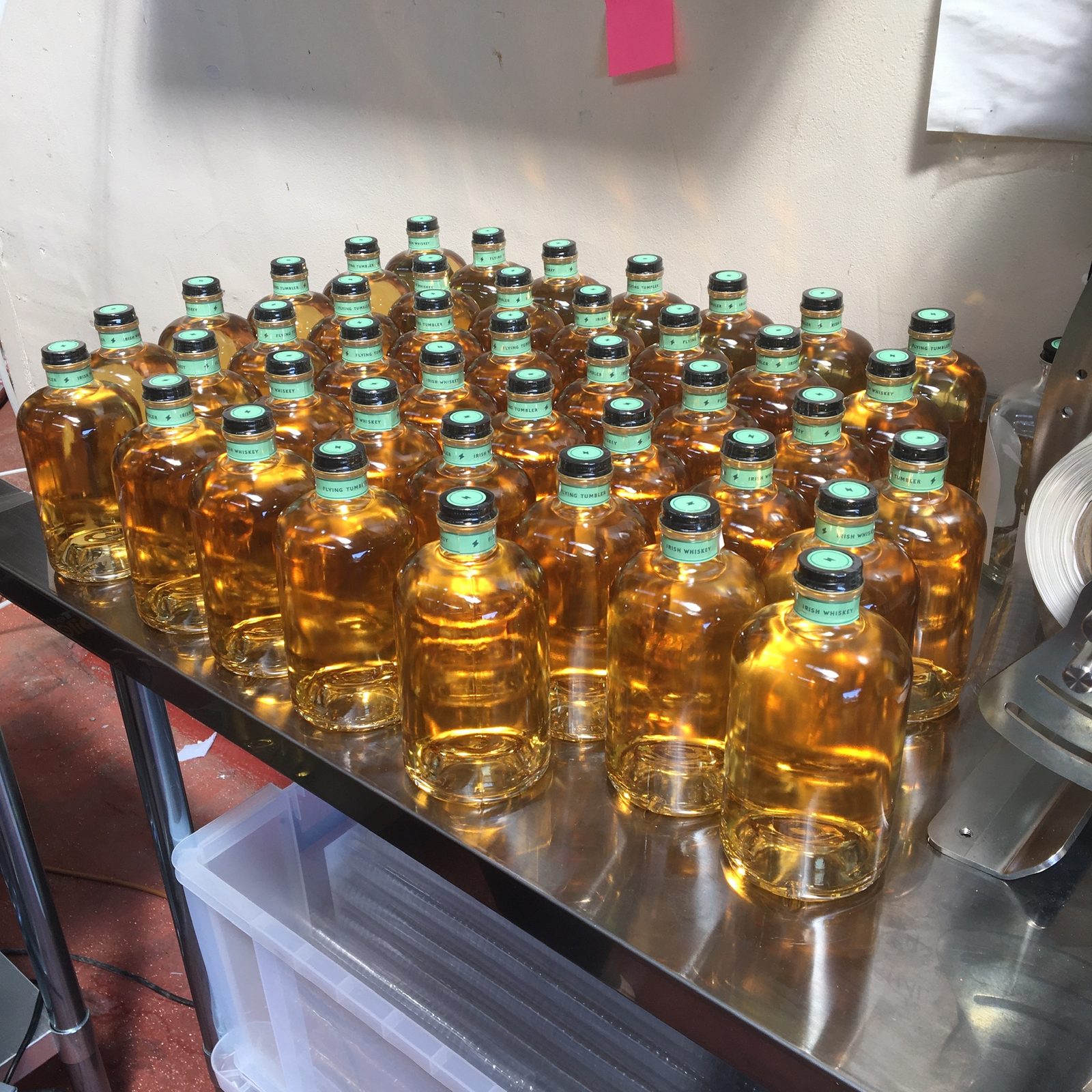 Capped bottles on the bench at Larch Grove