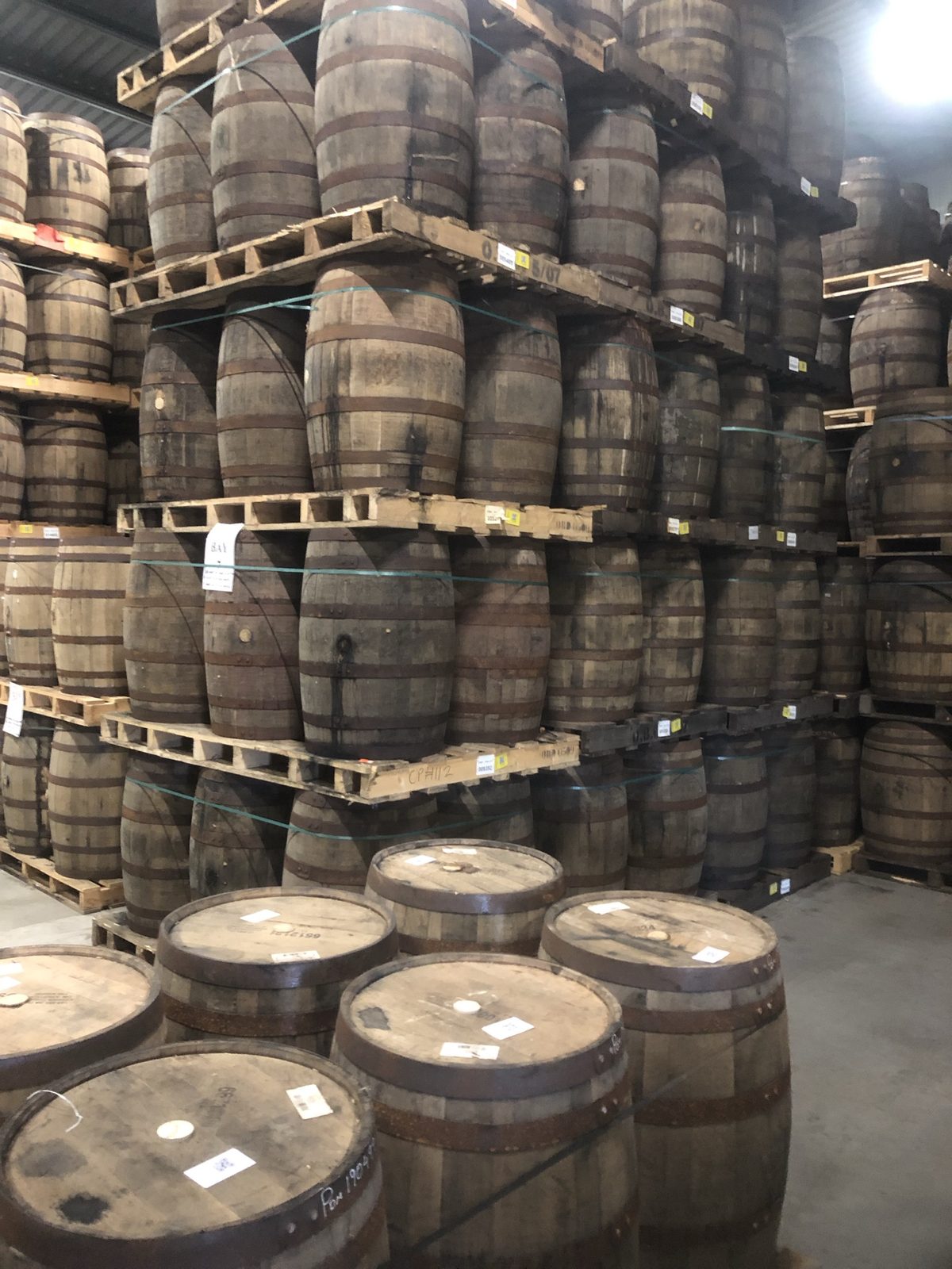 Casks racked in the bond